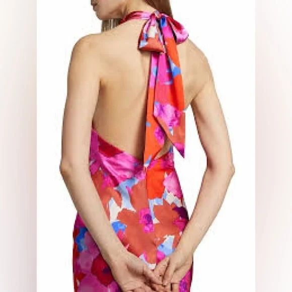Ramy Brook Tatiana Floral Stretch Silk Halter Gown - Picture 8 of 13